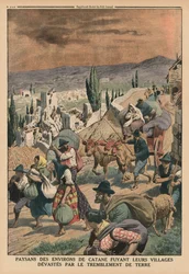 Peasants of the Surroundings of Catania Fleeing Their Villages Devastated by the Earthquake (back cover illustration from 